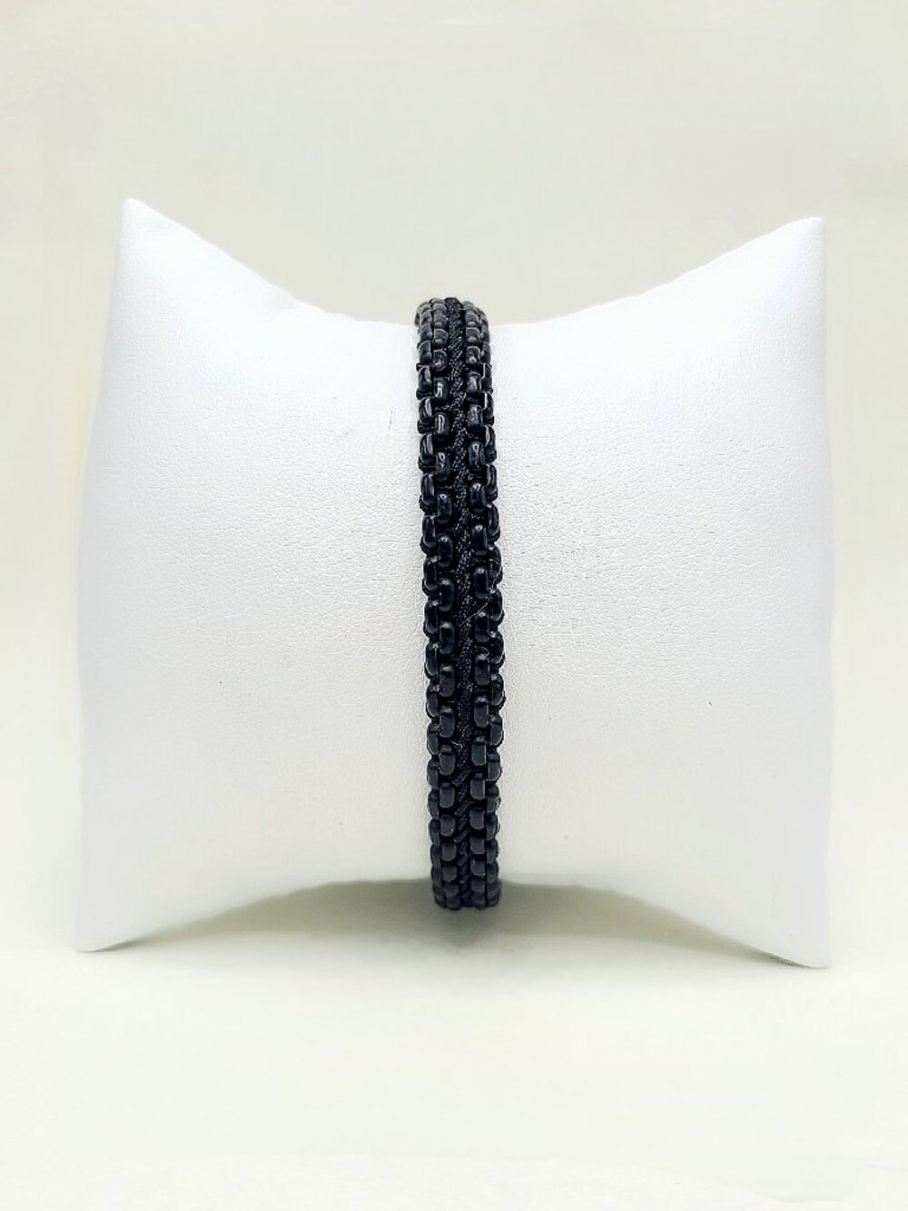 David Yurman Woven Box Chain Bracelet w/ Black Stainless Steel & Nylon - Medium
